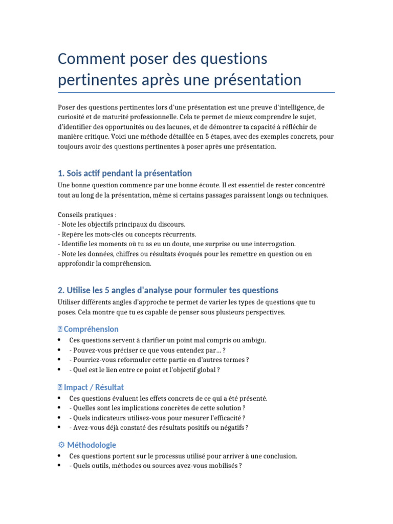 Fiche Detaillée Questions Pertinentes | PDF