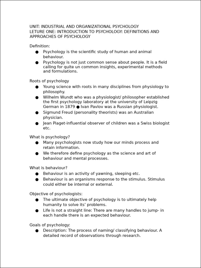 Industrial Psychology Notes A-1 | PDF | Psychology | Social Psychology