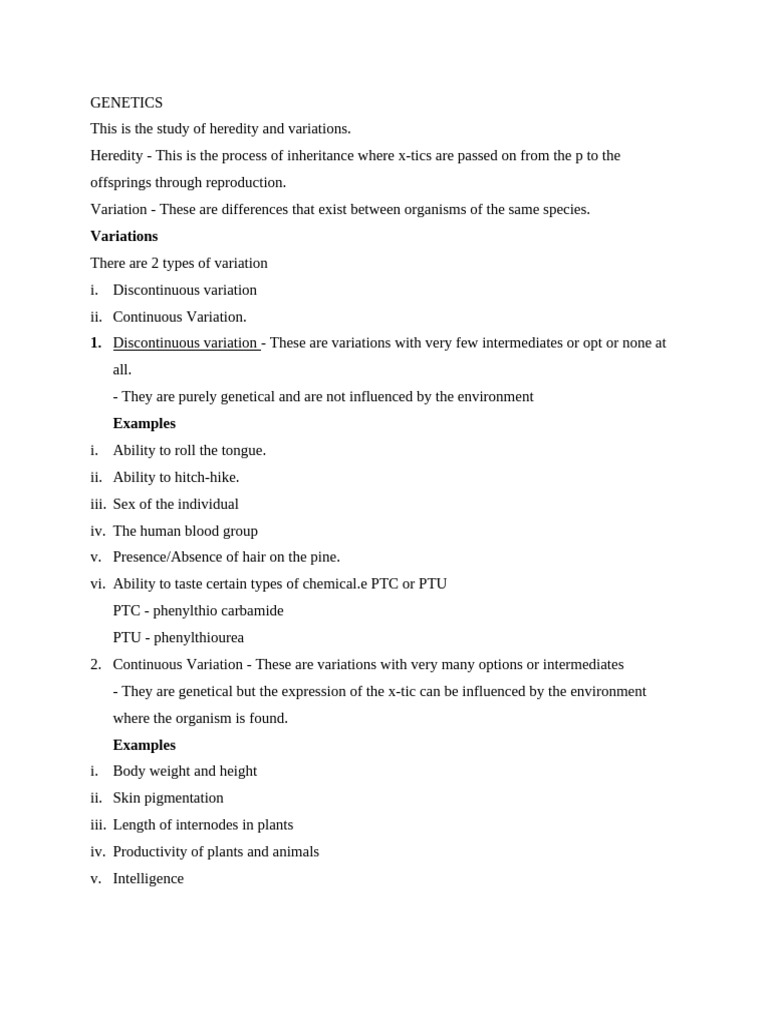 Genetics Notes | PDF | Dominance (Genetics) | Genotype