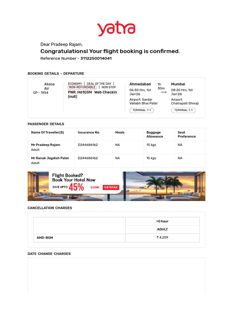 Flight Booking Confirmation | PDF | Airlines | Aviation
