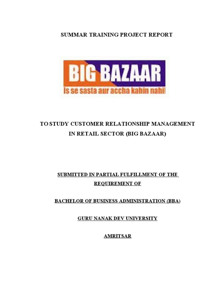 Customer Relationship Management in Retail Sector Big Bazaar | PDF ...