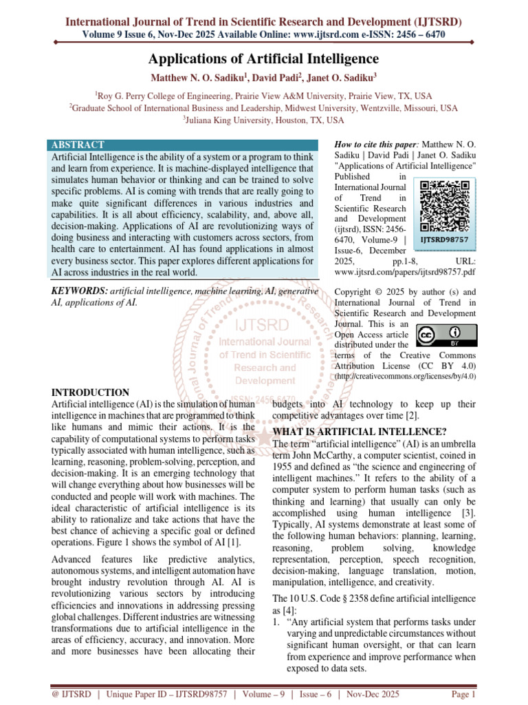 Applications of Artificial Intelligence | PDF | Artificial Intelligence ...