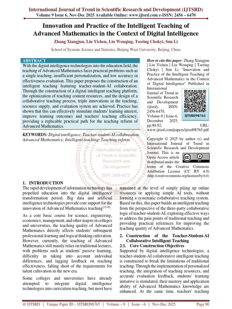 Innovation and Practice of The Intelligent Teaching of Advanced ...