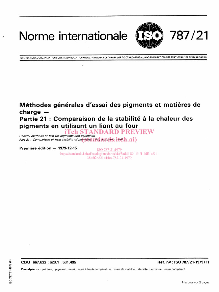 ISO-787!21!1979 Comparaison de La Stabilité de La Chaleur Des Pigments ...