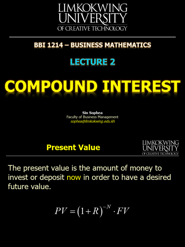 BM - Lecture 2 - Compound Interest - Week 5 | PDF | Interest | Compound ...