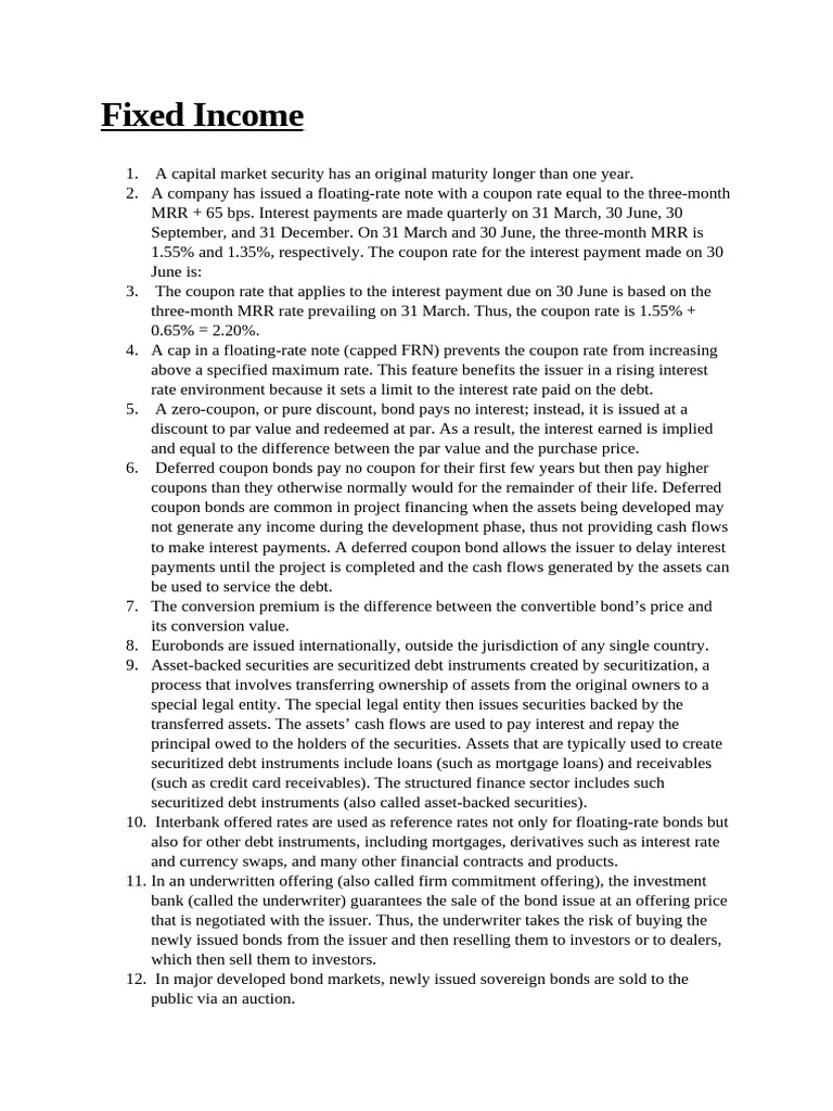 Fixed Income | PDF | Bonds (Finance) | Securitization
