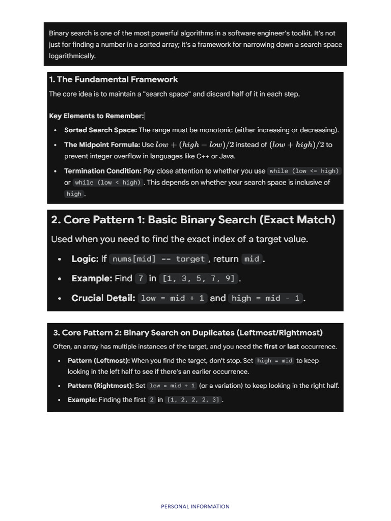 Binary Search Notes by Aman | PDF