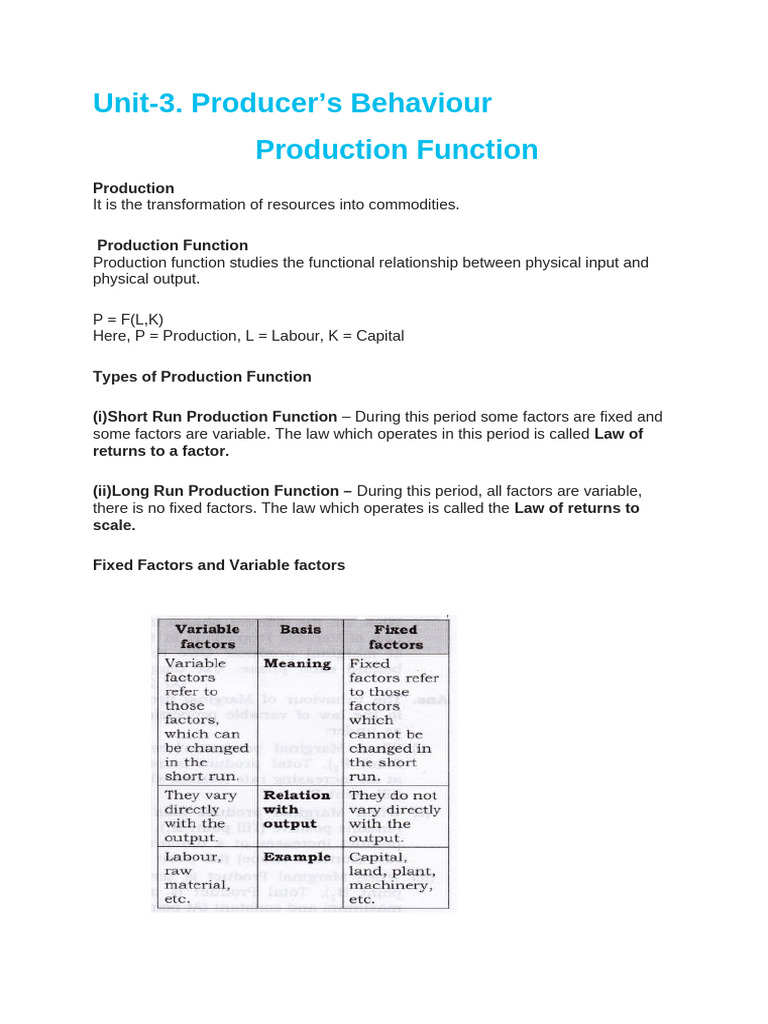 Unit 3 Production Function | PDF | Production Function | Business