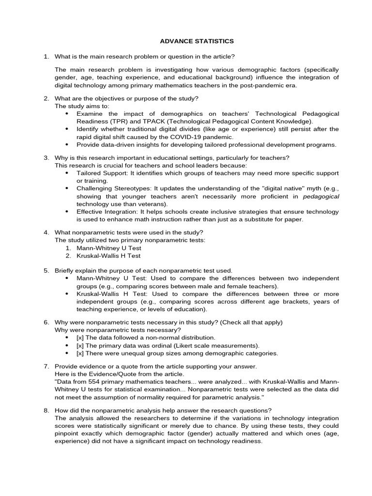 Advance Statistics | PDF