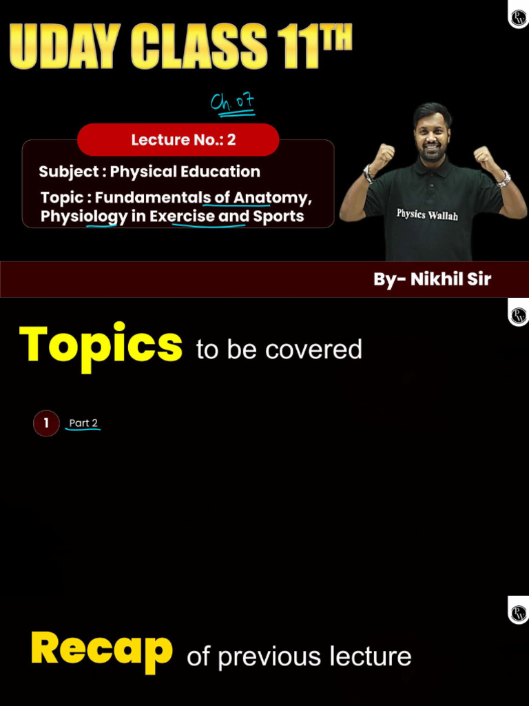 Fundamentals of Anatomy and Physiology in Sports 02 Class Notes | PDF