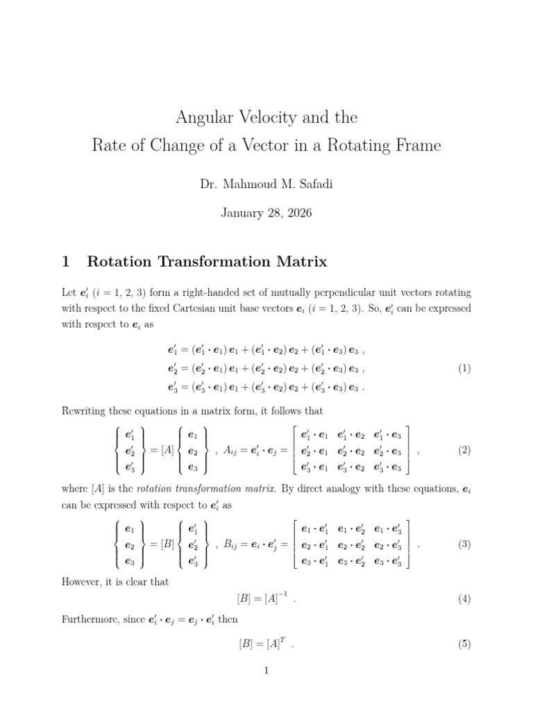 Angular Velocity | PDF | Rotation | Cartesian Coordinate System
