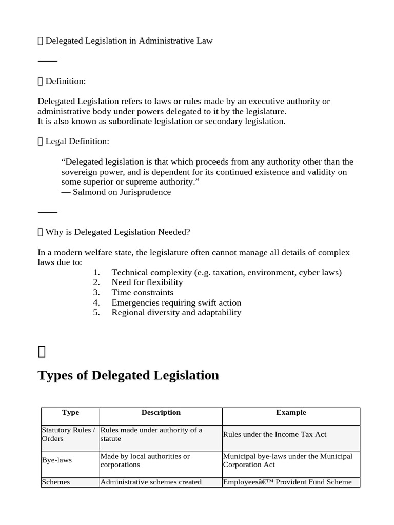 Delegated Legislation in Administrative Law | PDF | Administrative Law ...