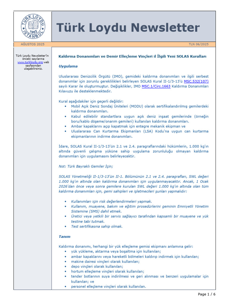Turk Loydu Newsletter 06 2025 | PDF