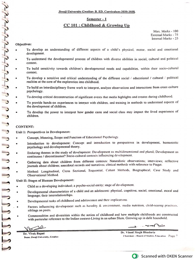 Bed 1st Sem Syllabus | PDF
