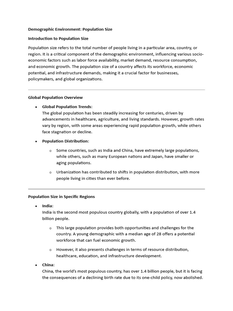 Demographic Environment Population Size | PDF | Economic Growth | Workforce