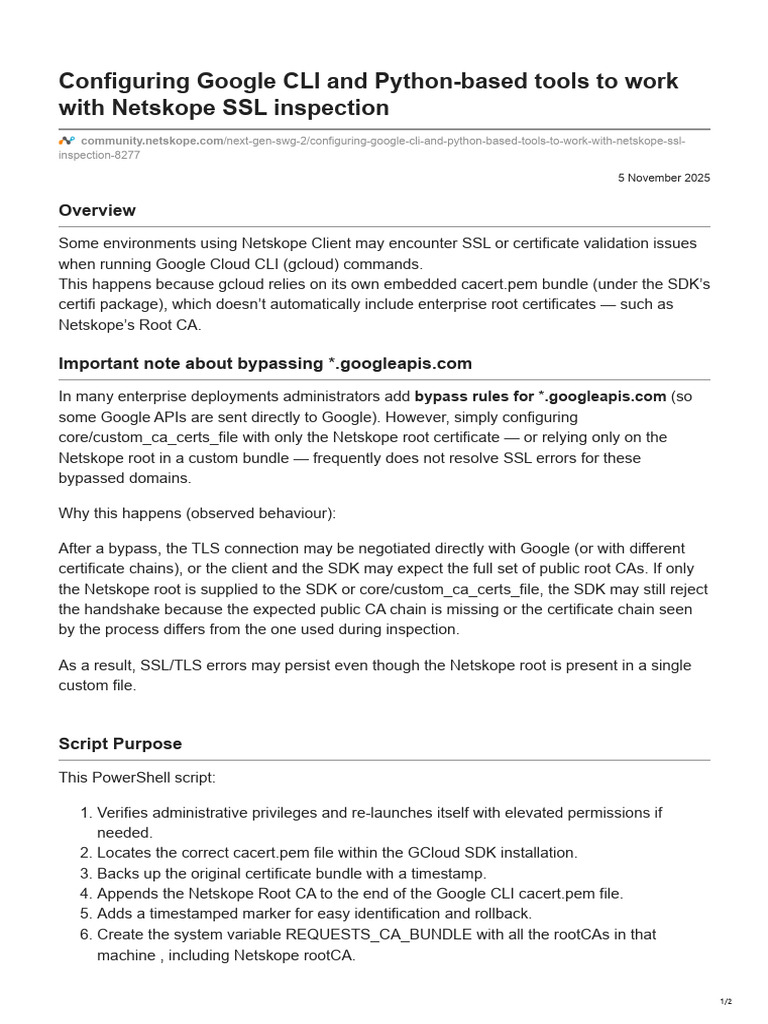 Configuring Google CLI and Python-Based Tools To Work With Netskope SSL ...