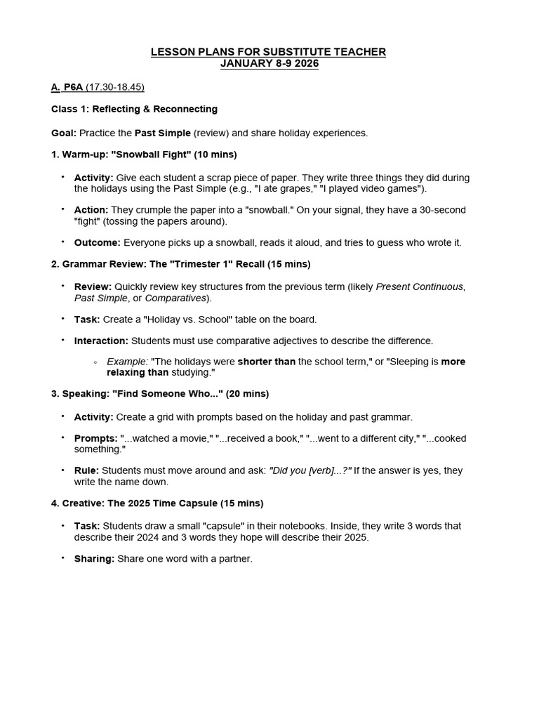 Lesson Plan For Jan.8-9 2026 | PDF | Linguistics | Human Communication