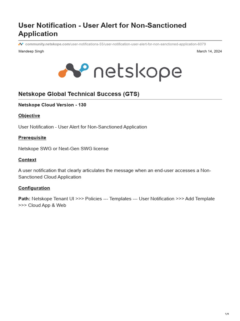 User Notification - User Alert For Non-Sanctioned Application | PDF ...