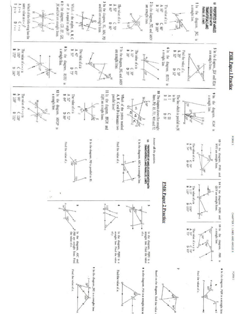 Lines and Angles form 1 | PDF