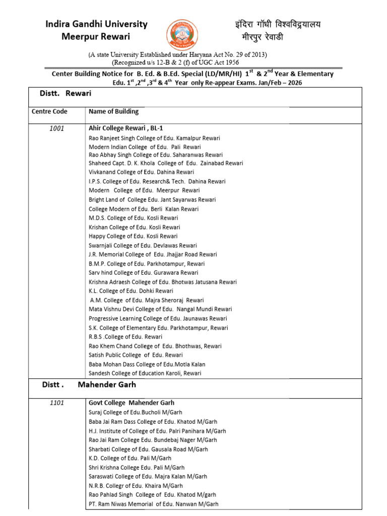 B.ed Building Notice Jan 2026 | PDF