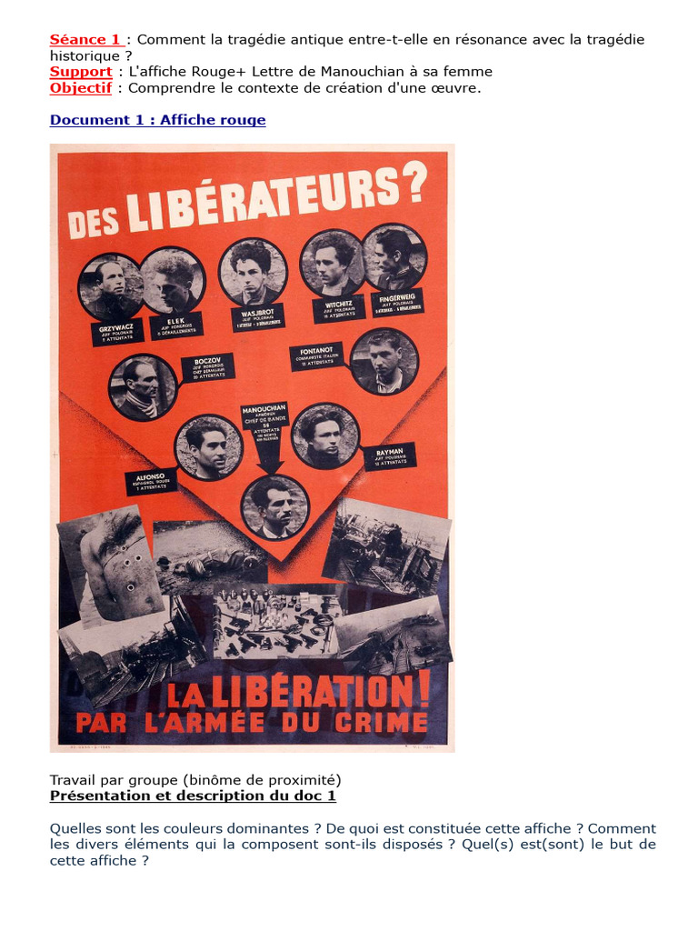 Séance 1 - Analyse Affiche Rouge | PDF