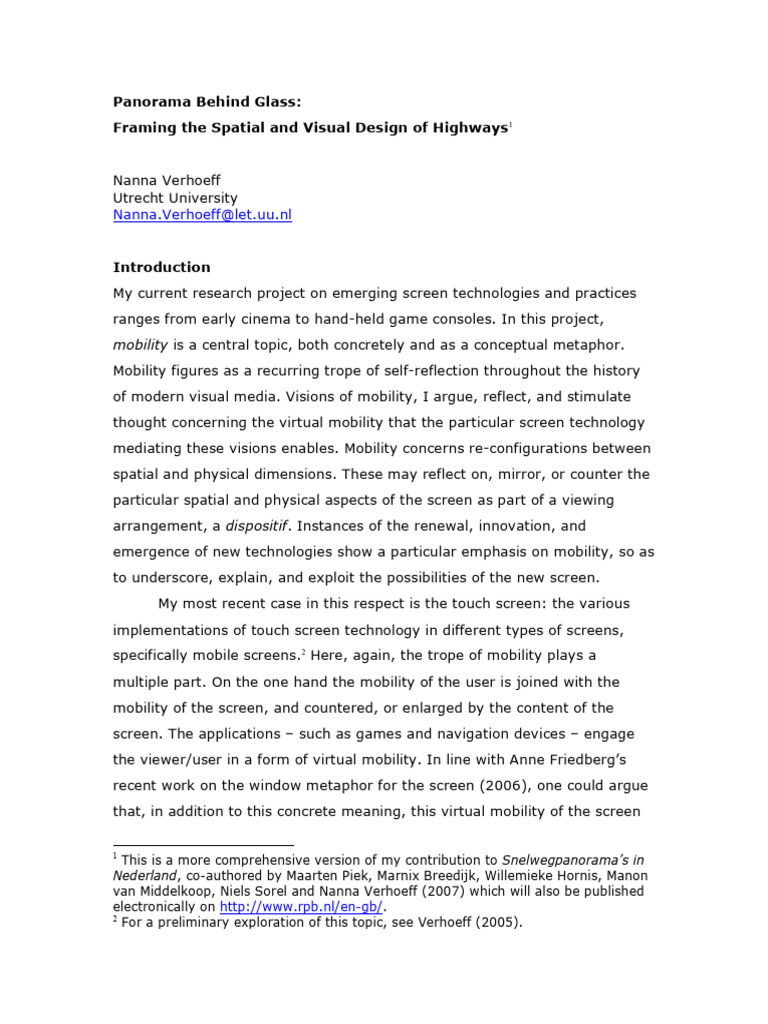 Verhoeff_PanoramaBehindGlass_MiT5 | PDF | Experience