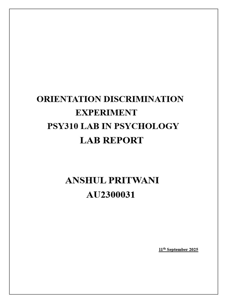 ORIENTATION DISCRIMINATION_LAB REPORT | PDF | Stimulus (Physiology ...