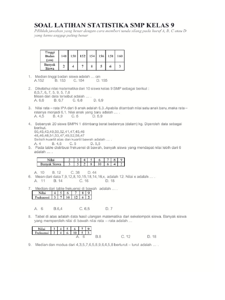 Soal Statistika Kelas 9 - Ibu Tita | PDF
