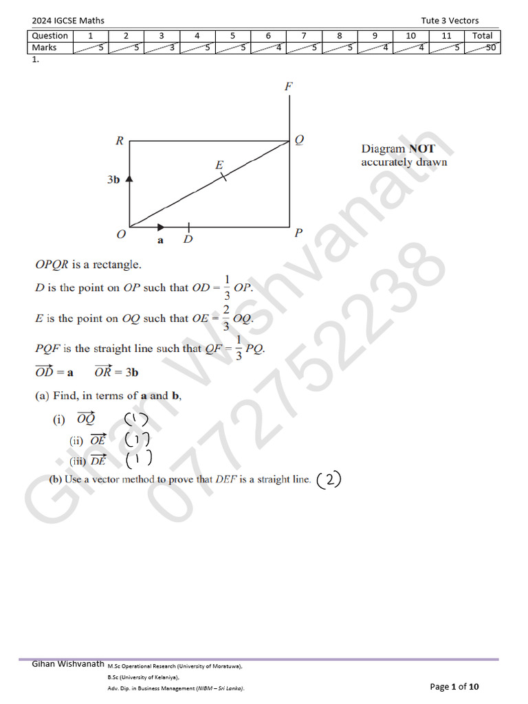 2024 Igcse Vectors 3 Ans | PDF | Chess Theory | Chess