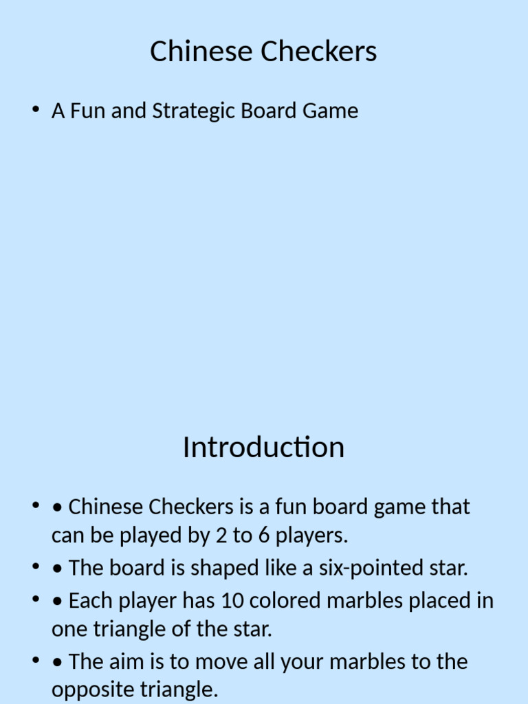 Chinese Checkers Presentation With Images | PDF