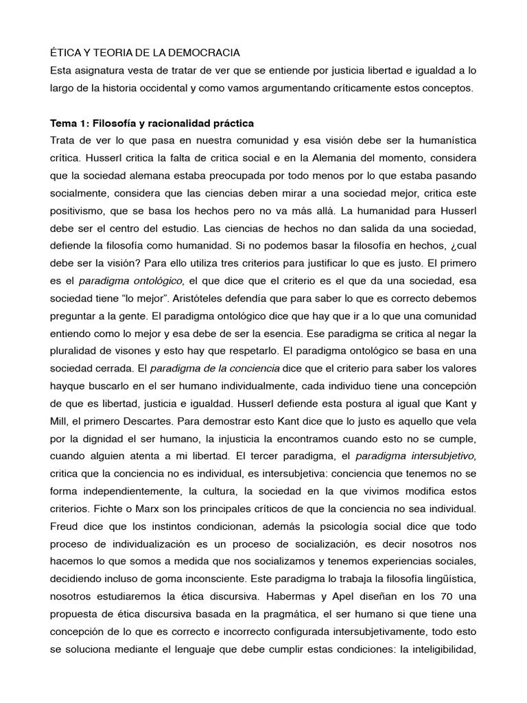 Apuntes Teoría de La Democracia | PDF | Libertad | Democracia
