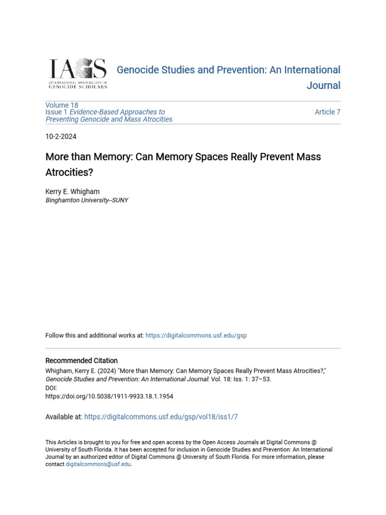 Can Memory Spaces Really Prevent Mass Atrocities? | PDF | Transitional ...