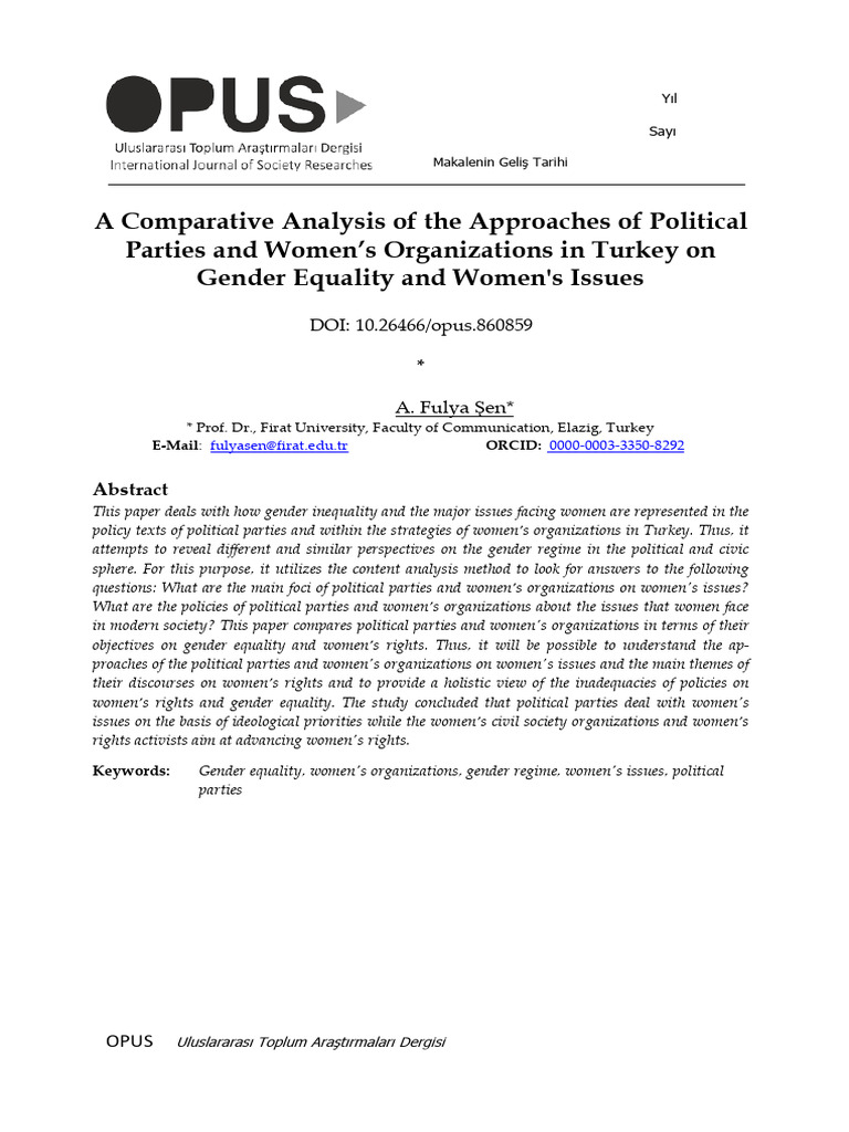A Comparative Analysis of the Approaches of Political Parties and Women ...