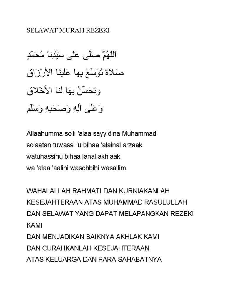 Selawat Murah Rezeki Pdf