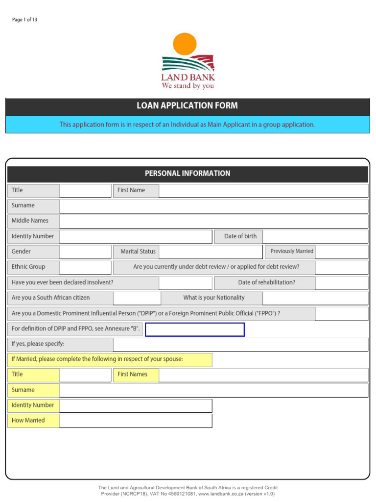 Application Form - Individual As Main Applicant in Group Application ...