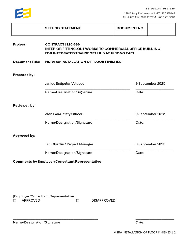 It - App - A-5 Method Statement - Item 1 - Msra Installation of Floor ...
