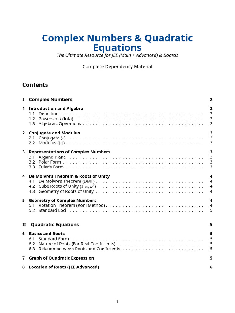 Complex Quadratic Master Notes | PDF | Complex Number | Quadratic Equation