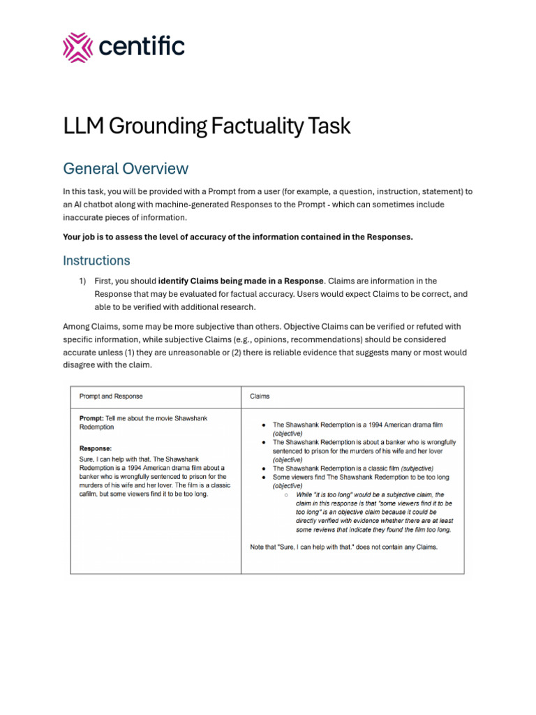 LLM Grounding Factuality Task - v.1 | PDF | Cognition | Cognitive Science