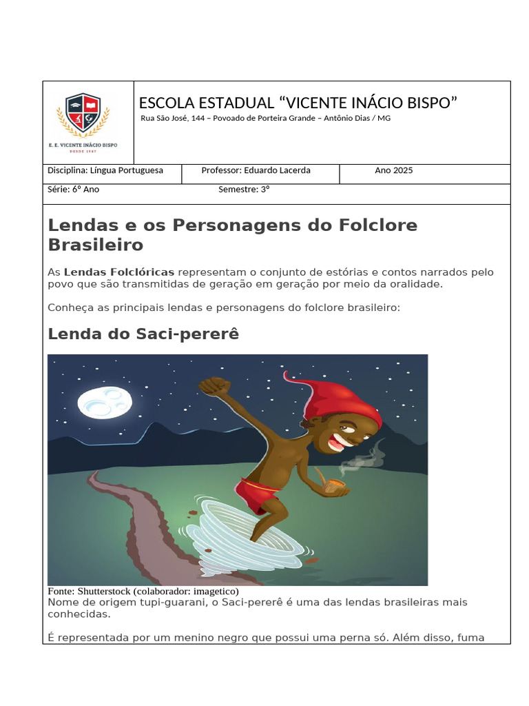 A Lenda Do Saci Pererê | PDF