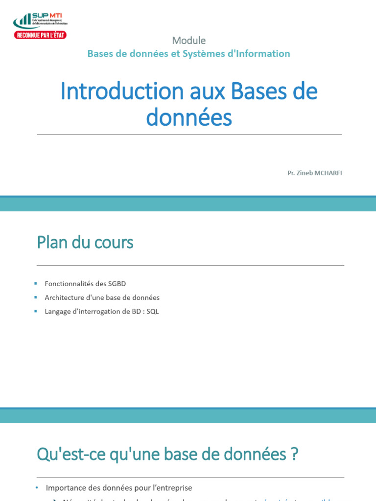 Cours BD Part1!25!26 | PDF | Bases de données | SQL