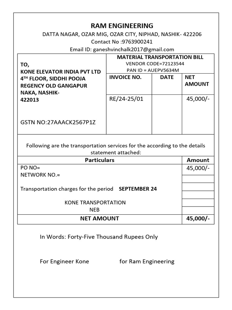 Ram Engineering Bill-2 | PDF