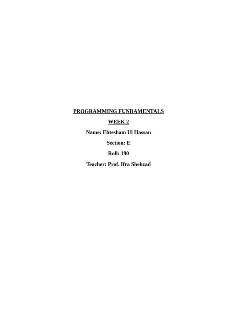 Pf Lab Report Week-2 | PDF