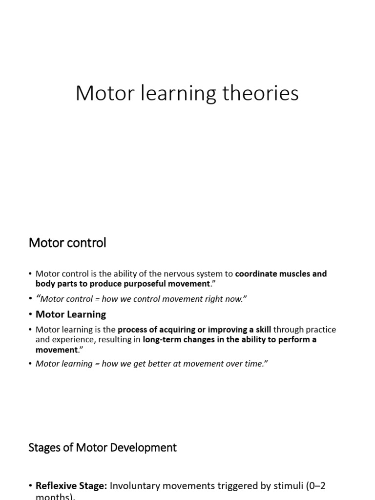Motor Learning Theories | PDF | Motor Control | Motor Neuron