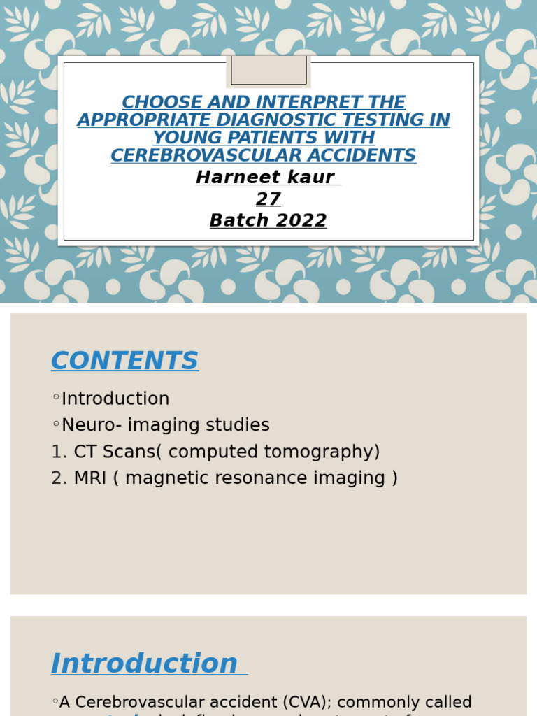 Medicine Cva Diagnostics 27 | PDF | Stroke | Ischemia