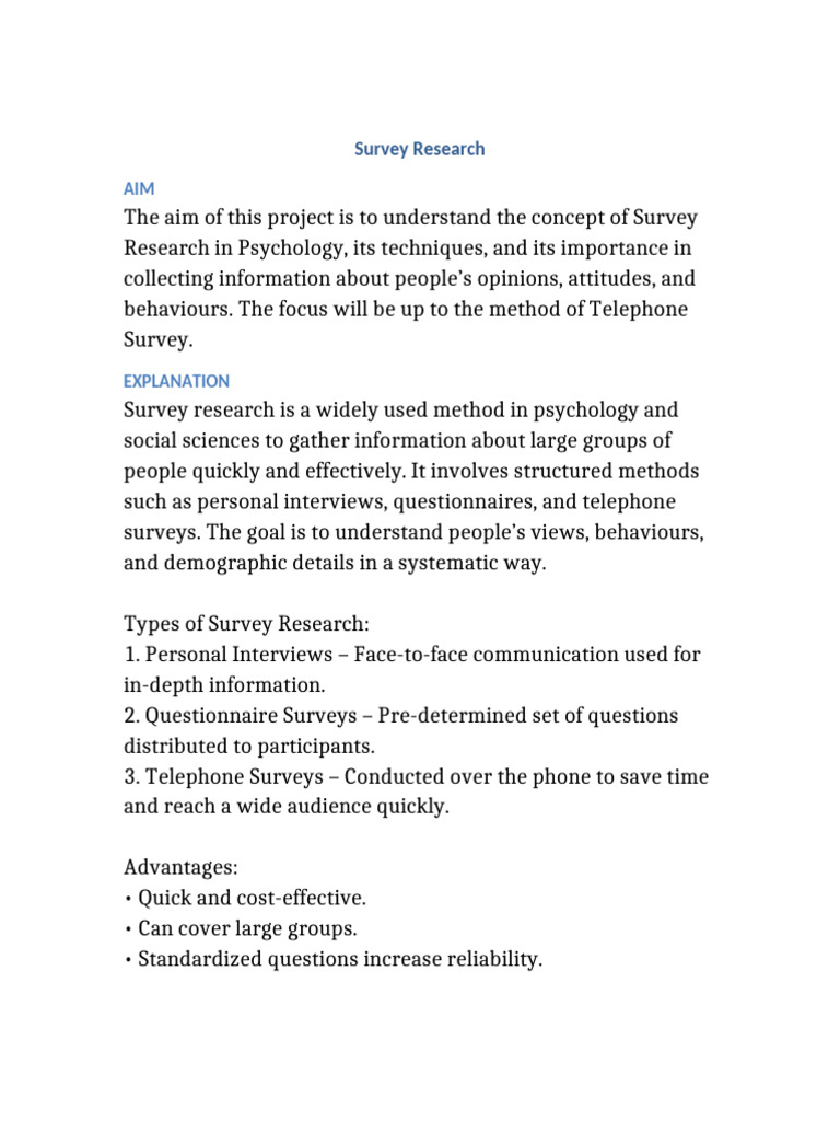 Survey Research Project | PDF