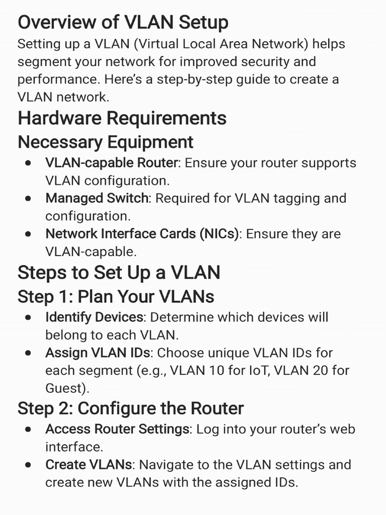 How To Setup and Configure A Vlan Network | PDF