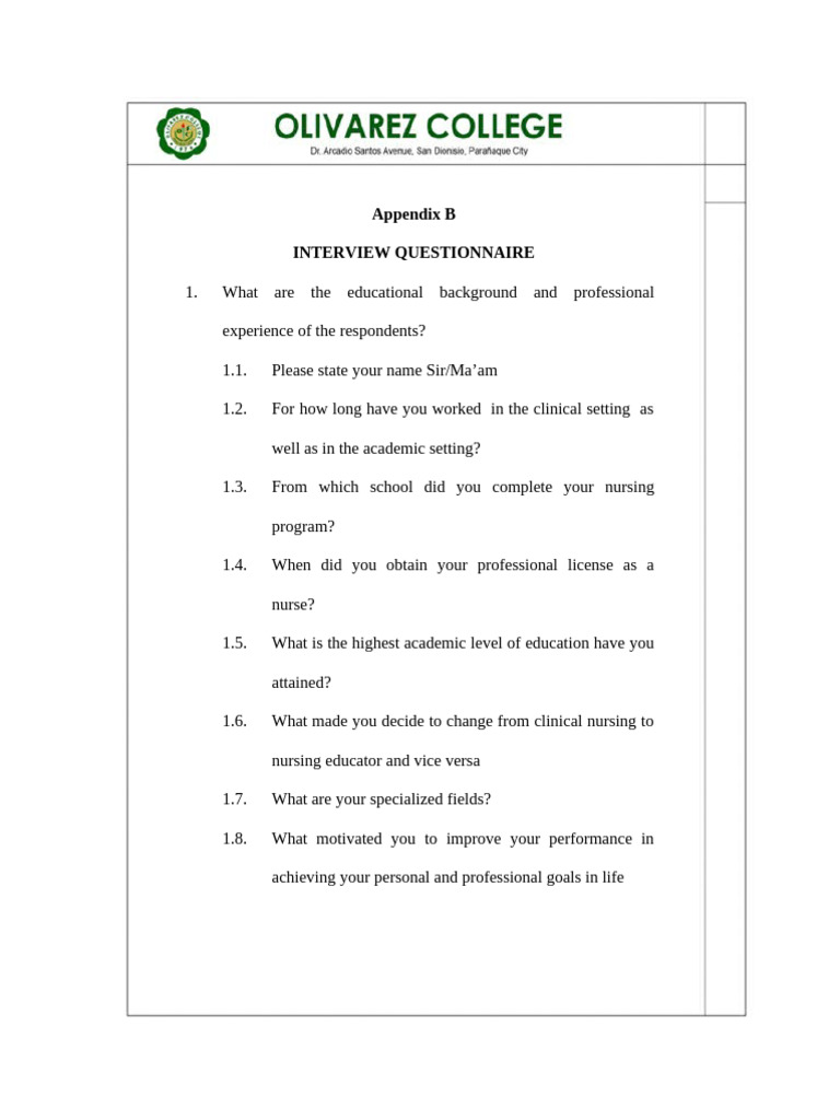 Revised & Validated Interview Questionnaire | PDF | Teachers ...