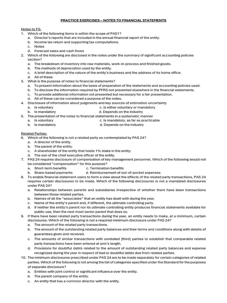 PRACTICE EXERCISES On NOTES To FS | PDF | Exchange Rate | Business