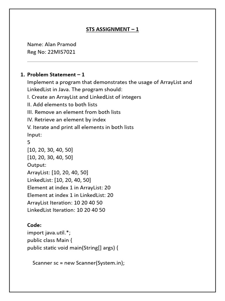 Sts Assignment - 1 22mis7021 | PDF | Integer (Computer Science ...