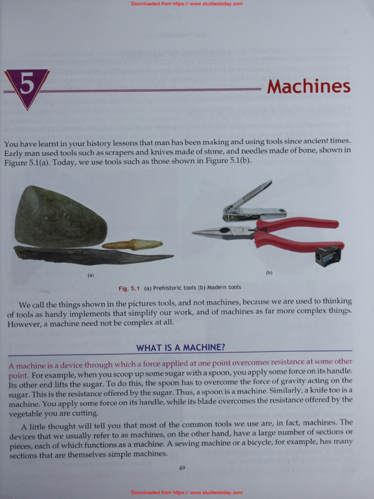 ICSE Class 6 Physics Chapter 05 Machines | PDF